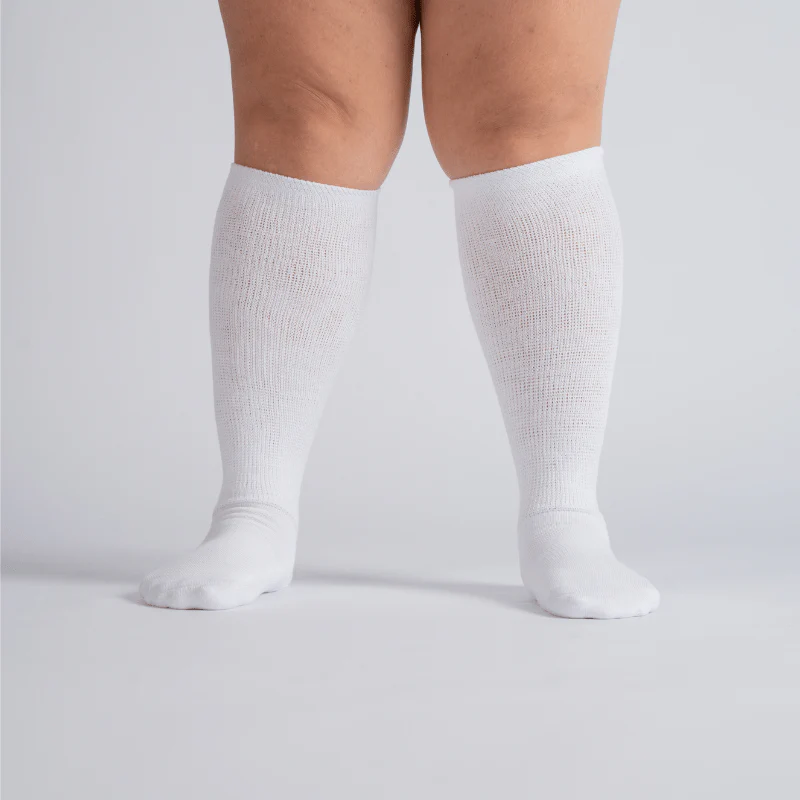 3-Pack Padded Extra-Stretch Socks - White (Knee, Crew, Ankle) - Image 2