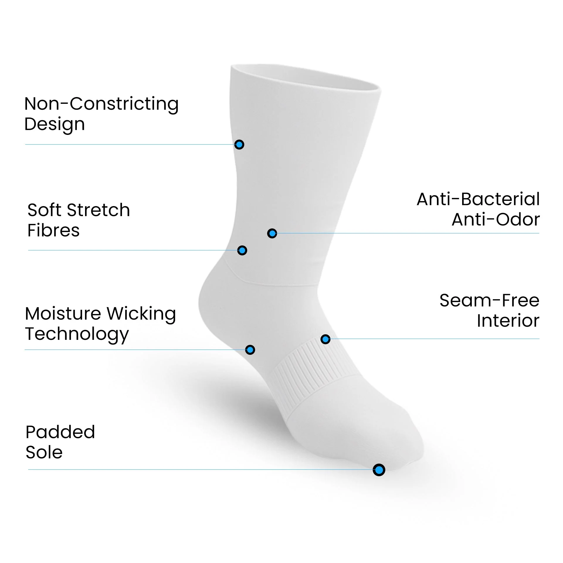 3-Pack Full White Extra-Stretch Crew Socks - Image 3