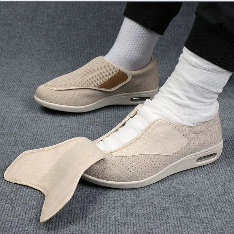 Chloe Stretch No-Tie Wide Shoes w/ Adjustable Closure - Beige - Image 5