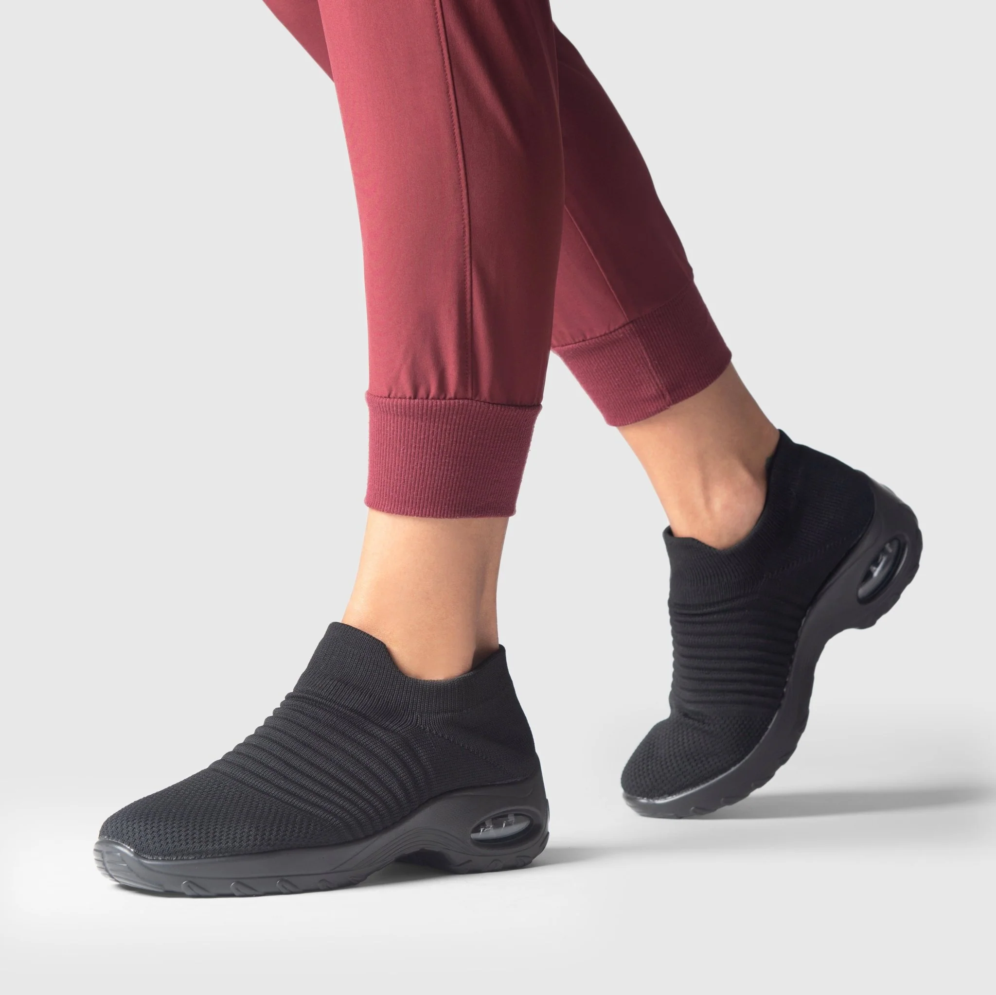 Breathable No-Tie Stretch Shoes - Black - Image 4