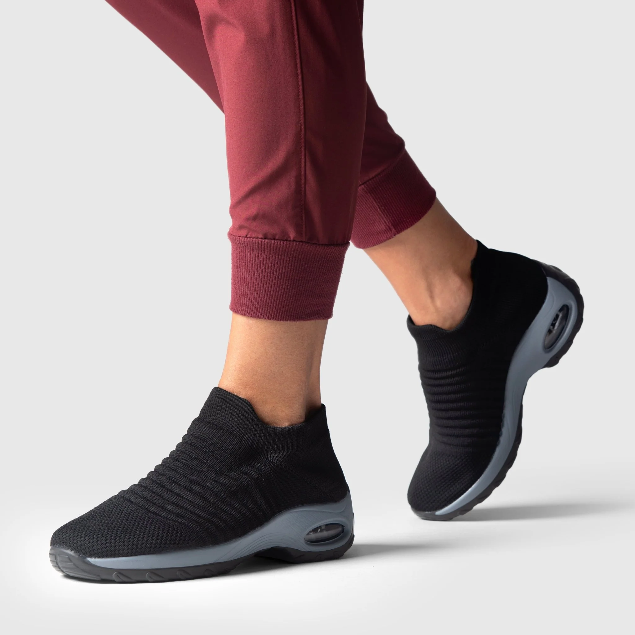 Breathable No-Tie Stretch Shoes - Black Grey - Image 4
