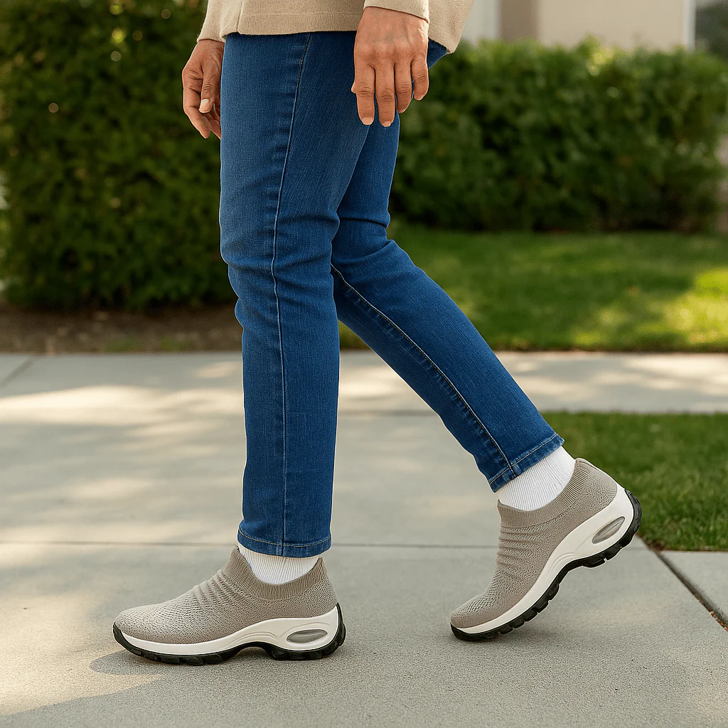Breathable No-Tie Stretch Shoes - Khaki - Image 6