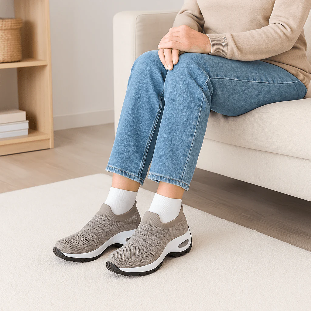 Breathable No-Tie Stretch Shoes - Khaki - Image 7