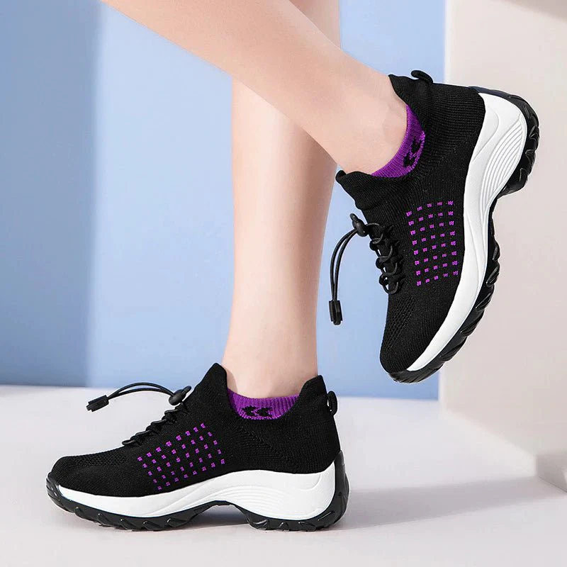 Non-Slip Healthcare Worker Ortho Stretch Cushion Shoes - Black Purple - Image 13