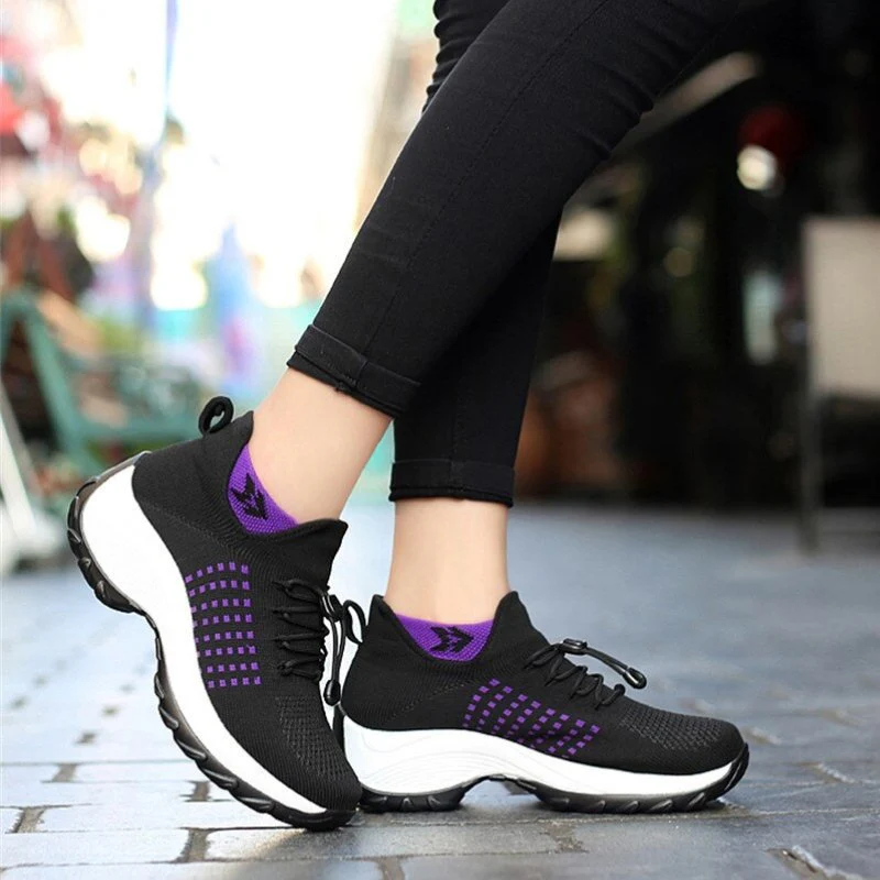 Non-Slip Healthcare Worker Ortho Stretch Cushion Shoes - Black Purple - Image 16