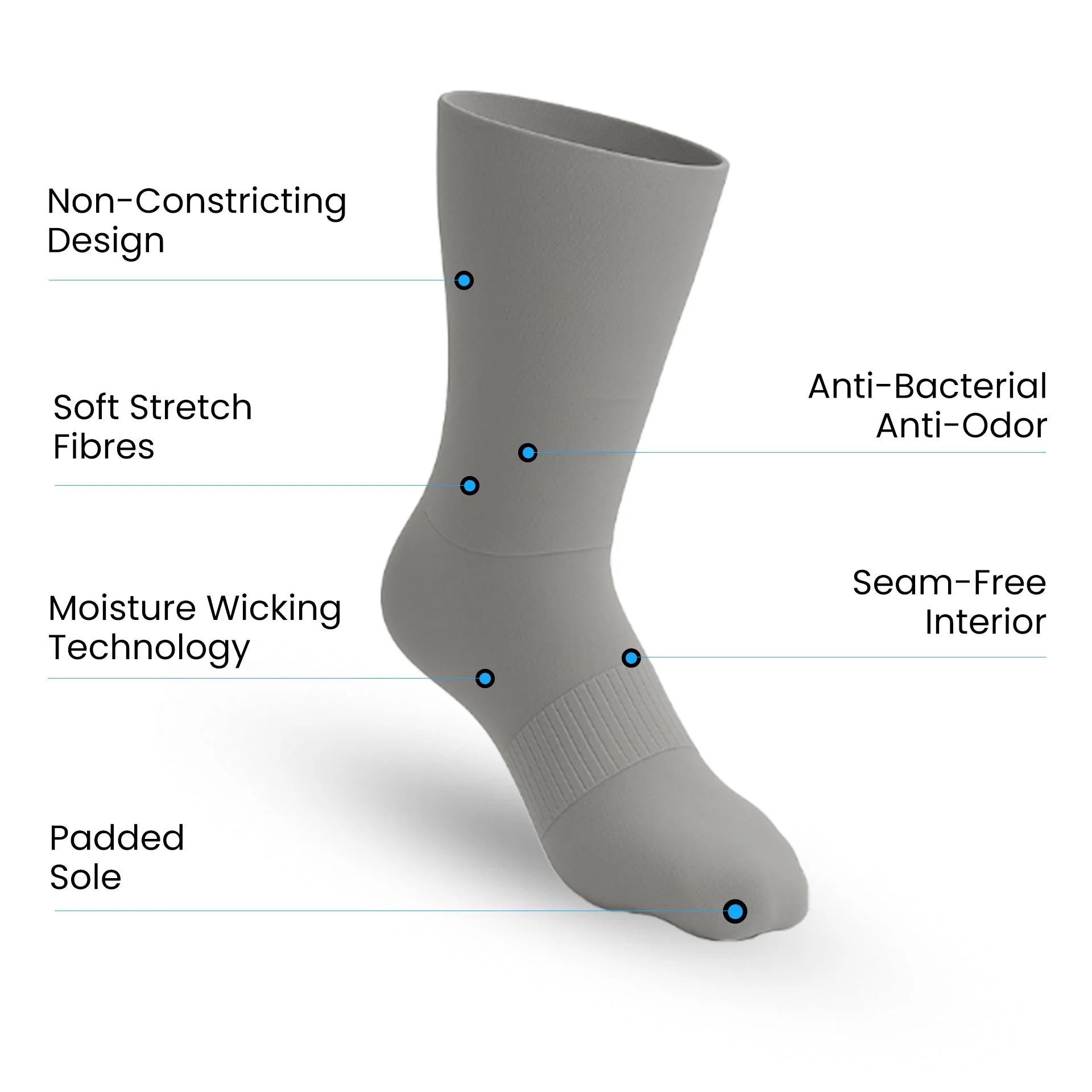 3-Pack Padded Extra-Stretch Crew Socks - Grey - Image 3