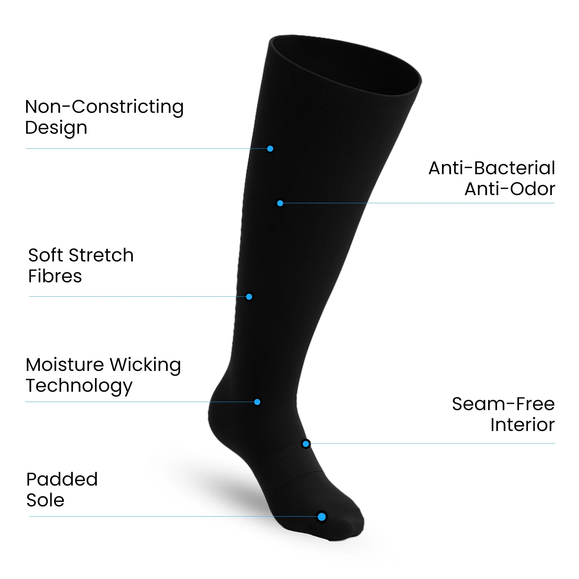 3-Pack Padded Extra-Stretch Knee Socks - Black - Image 3