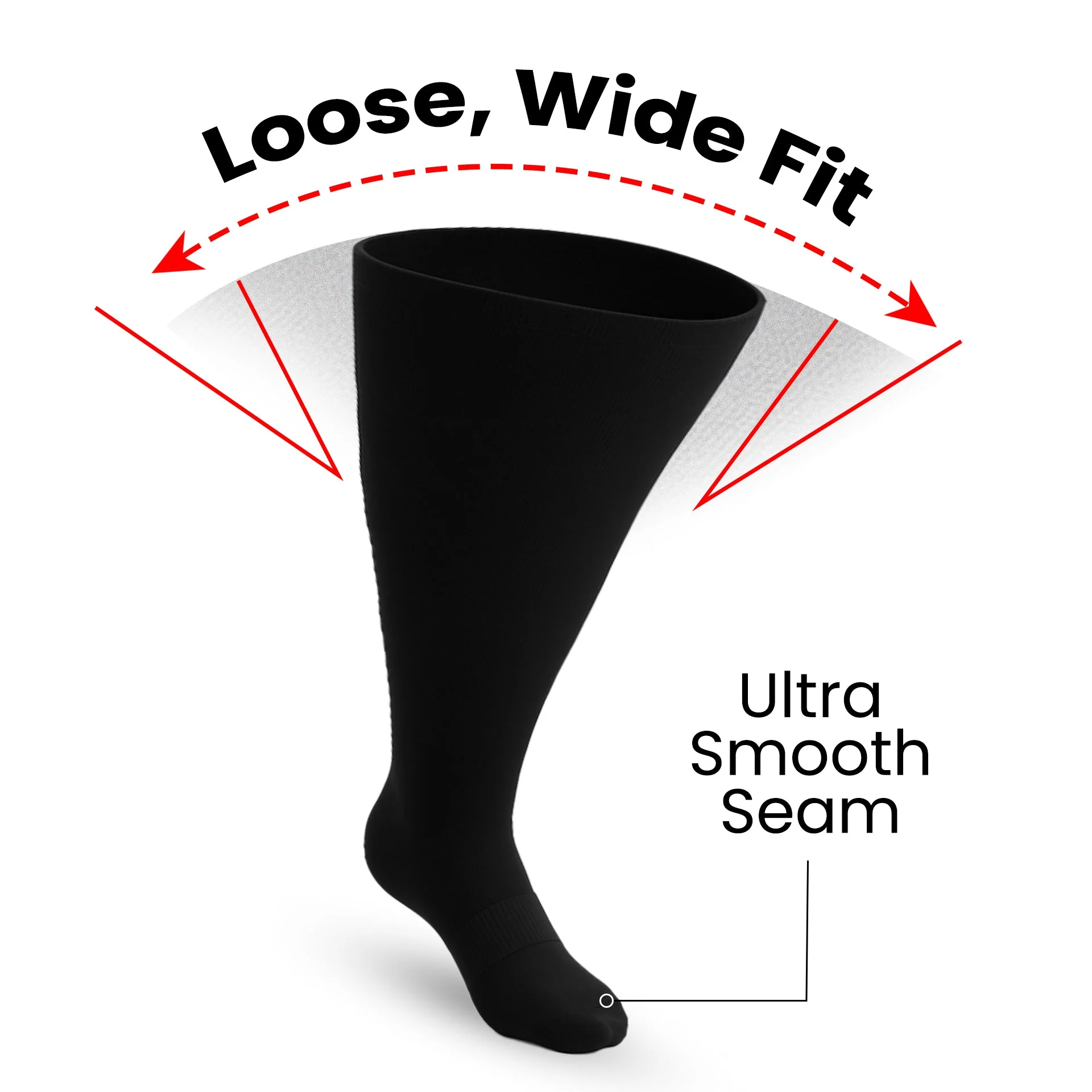 3-Pack Padded Extra-Stretch Knee Socks - Black - Image 4