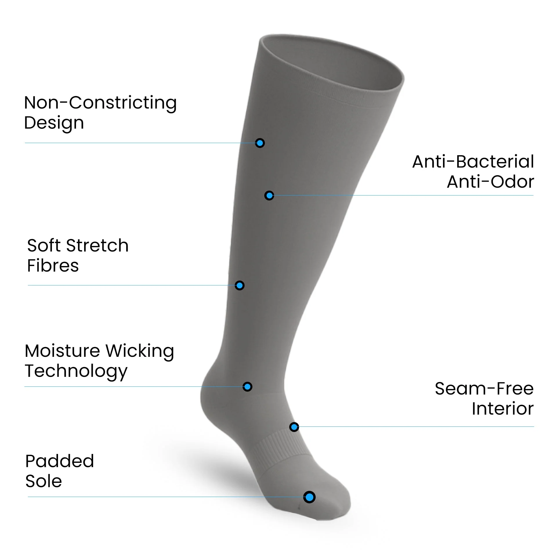 3-Pack Padded Extra-Stretch Knee Socks - Grey - Image 3